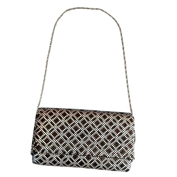 Jessica McClintock Silver Mesh Evening Bag Glam Chain Strap Purse Formal - Picture 1 of 11